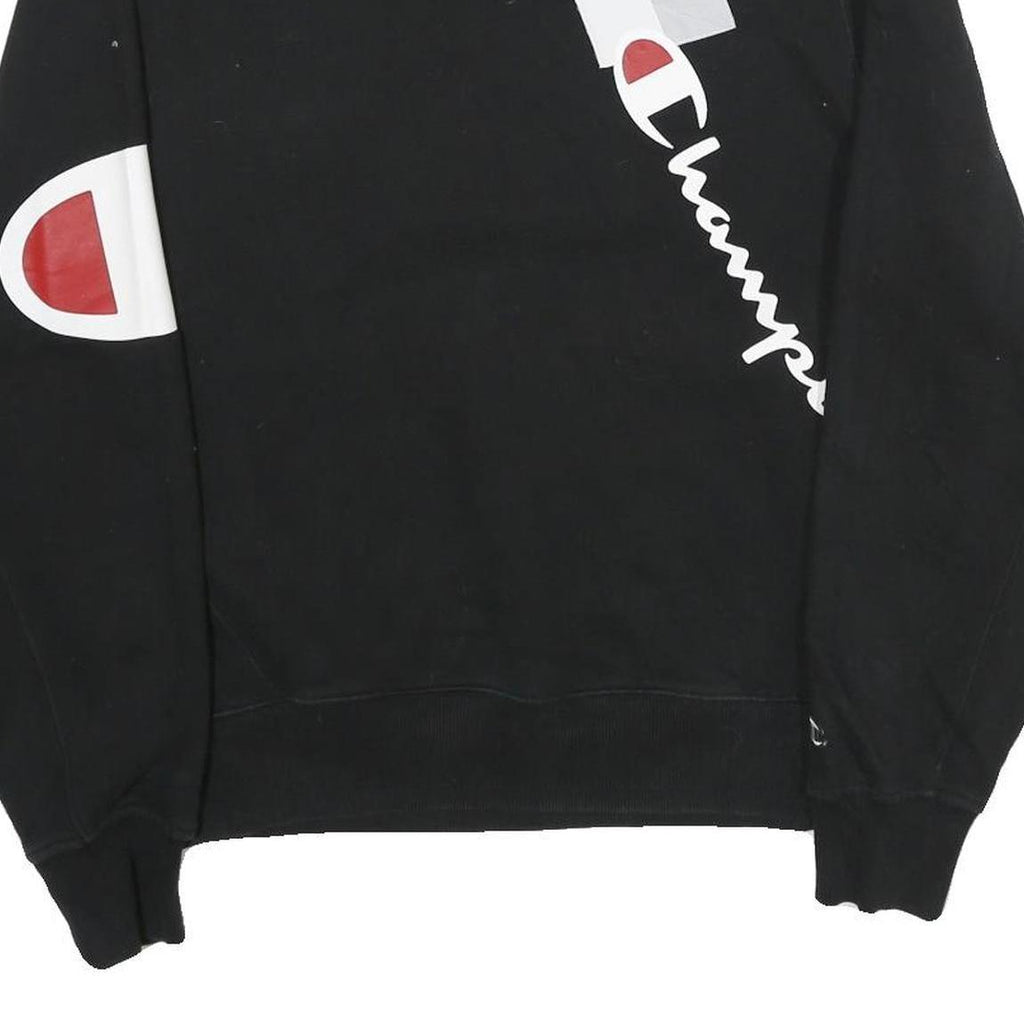 CHAMPION Mens Black Cotton Blend Crew Neck Sweatshirt M Printed Logo Graphic