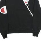 CHAMPION Mens Black Cotton Blend Crew Neck Sweatshirt M Printed Logo Graphic