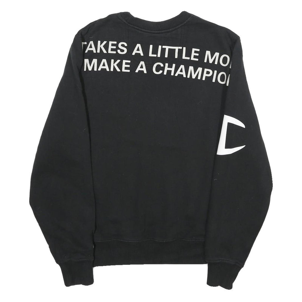 CHAMPION Mens Black Cotton Blend Crew Neck Sweatshirt M Printed Logo Graphic