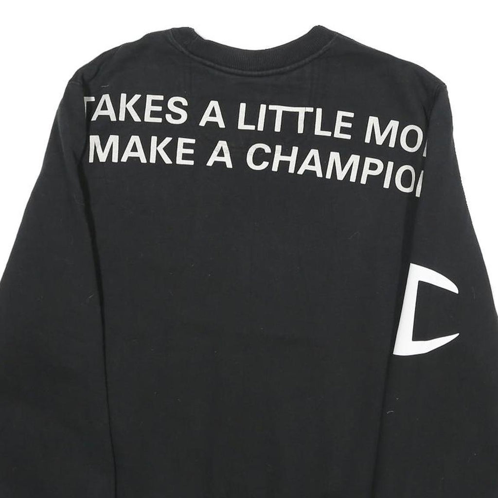 CHAMPION Mens Black Cotton Blend Crew Neck Sweatshirt M Printed Logo Graphic