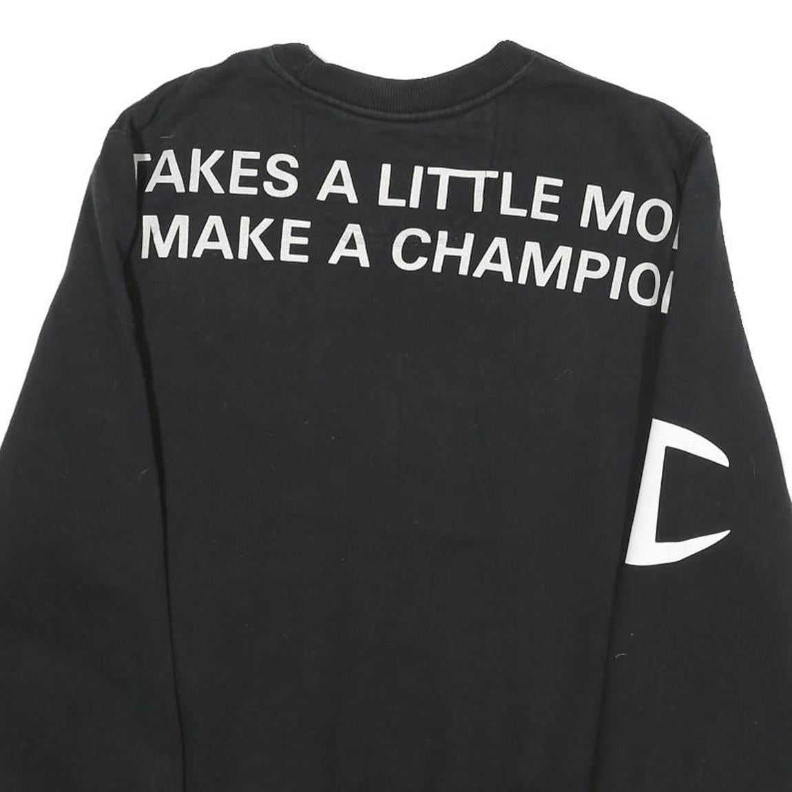 CHAMPION Mens Black Cotton Blend Crew Neck Sweatshirt M Printed Logo Graphic