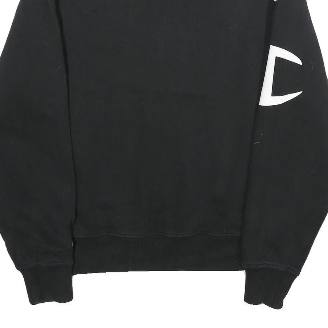 CHAMPION Mens Black Cotton Blend Crew Neck Sweatshirt M Printed Logo Graphic