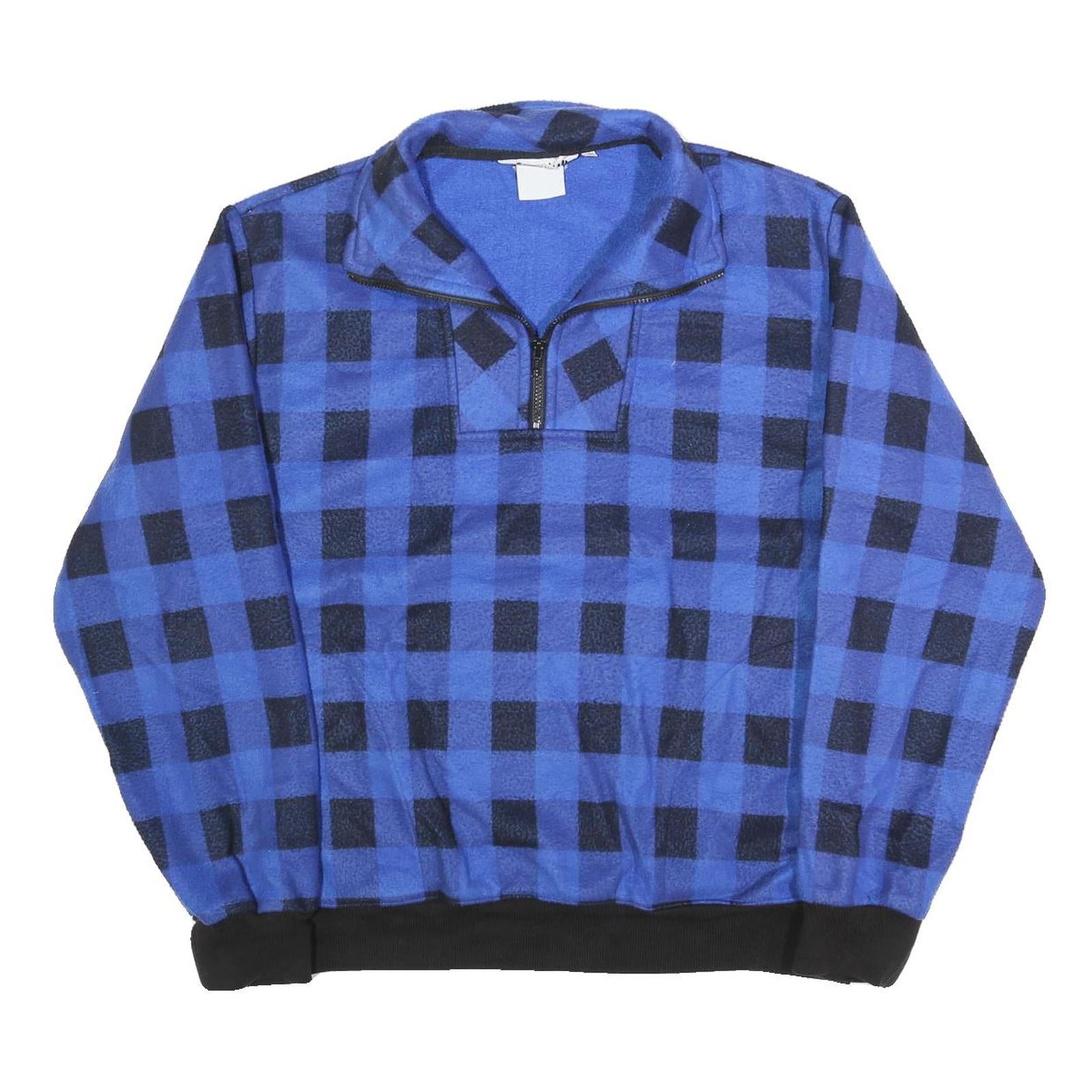 SNOWMASSY Mens Blue & Black Patterned Pullover Jumper Crew Neck XL Polyester