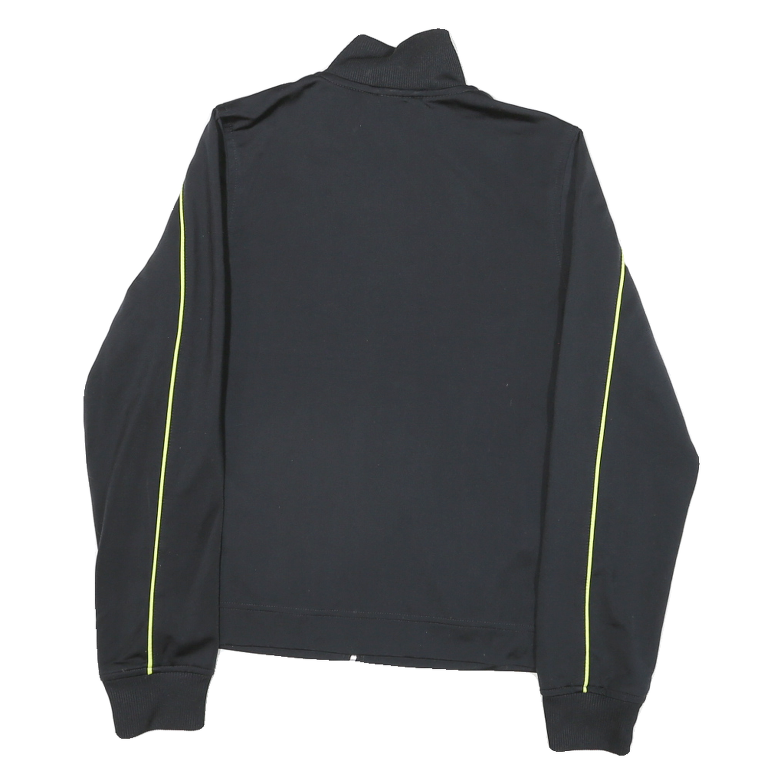 ADIDAS Womens Black & Lime Track Jacket UK 10 Polyester Blend Zip Athletic Fit