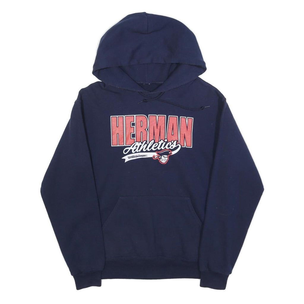 Mens Navy Blue Cotton Blend Hoodie S Herman Athletics Pullover Hooded Sweatshirt