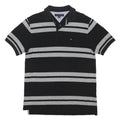 TOMMY HILFIGER Mens Black & Grey Stripe Short Sleeve Polo Shirt M Classic Fit