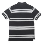TOMMY HILFIGER Mens Black & Grey Stripe Short Sleeve Polo Shirt M Classic Fit