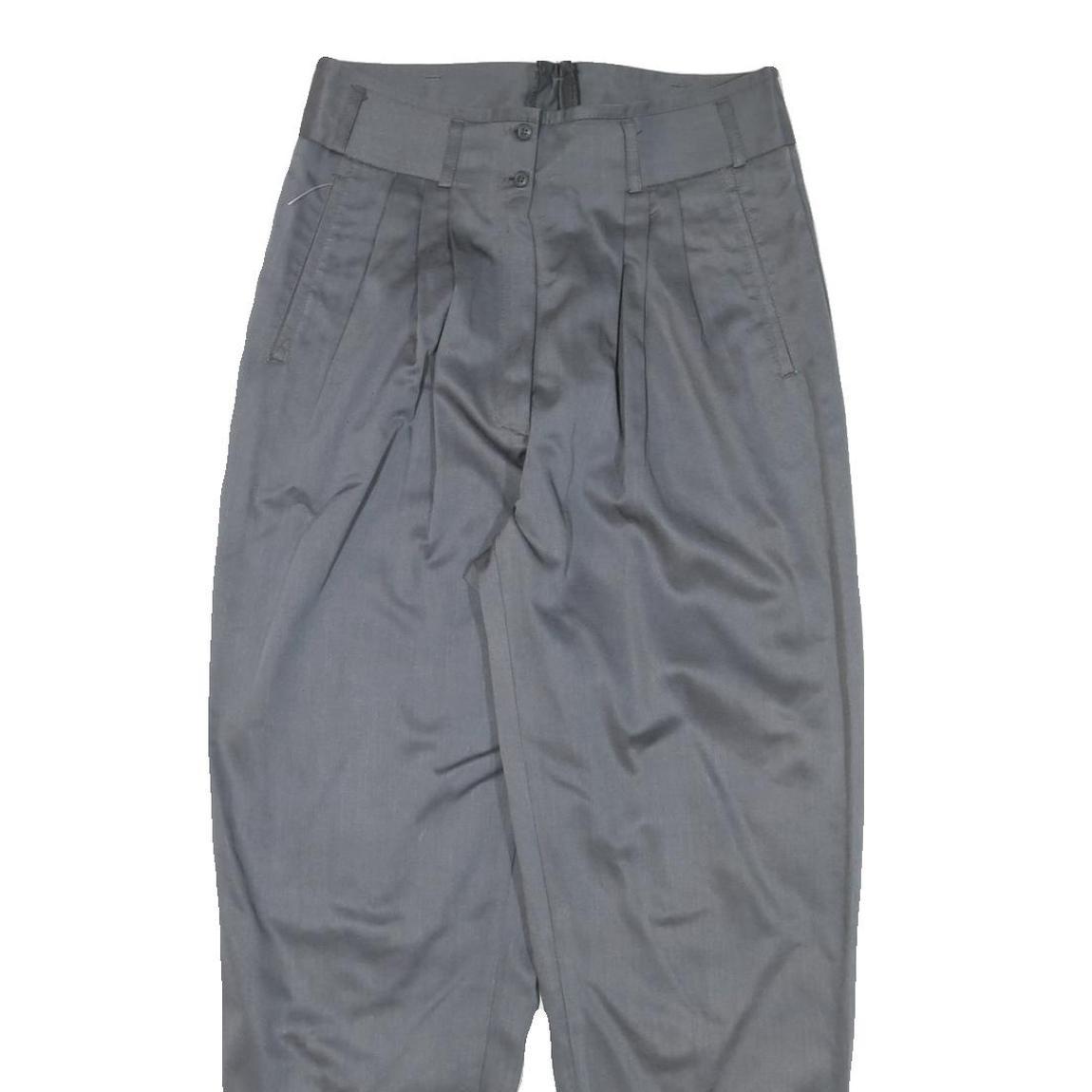 Womens Grey Cotton Blend Relaxed Straight Trousers W30 L30 Zip Closure