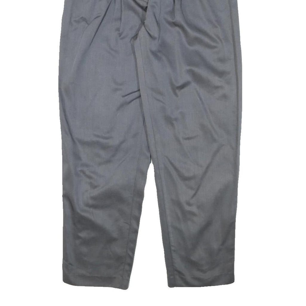 Womens Grey Cotton Blend Relaxed Straight Trousers W30 L30 Zip Closure