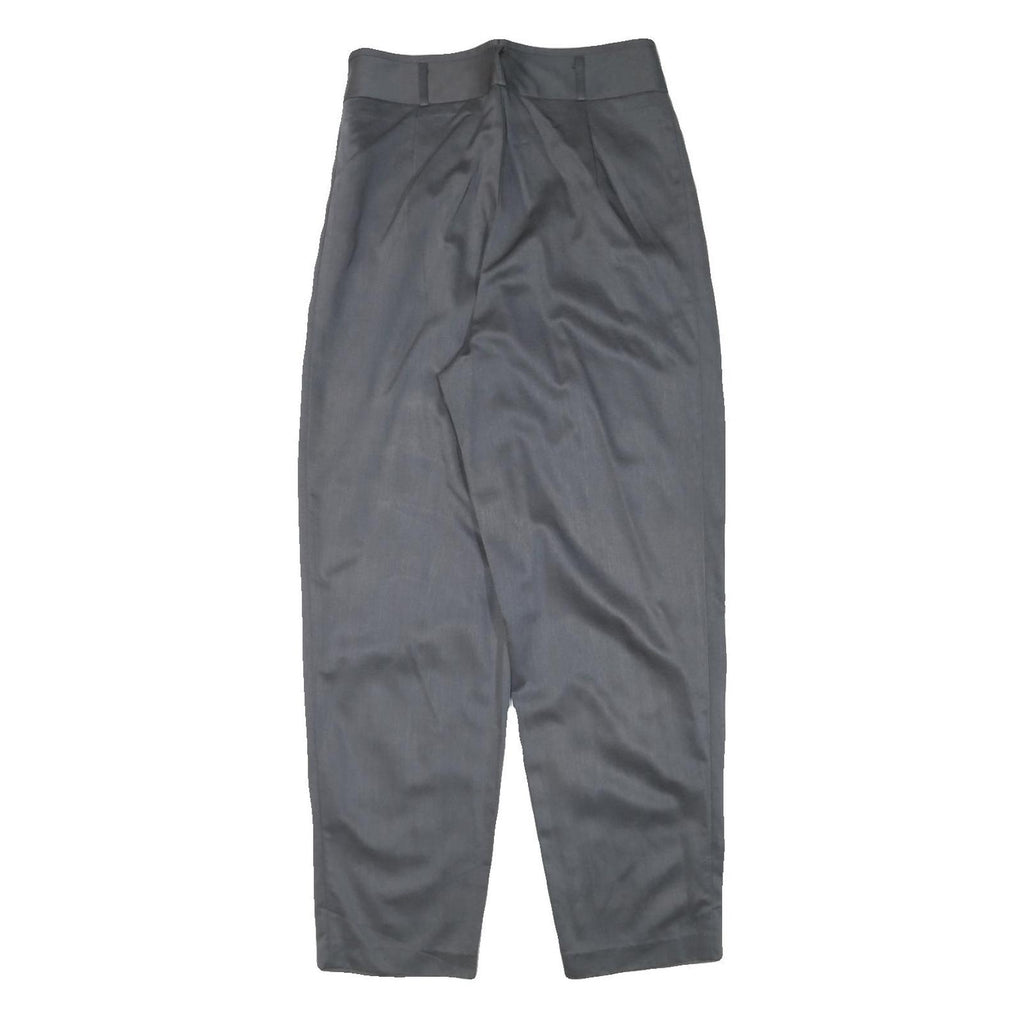 Womens Grey Cotton Blend Relaxed Straight Trousers W30 L30 Zip Closure