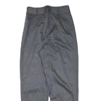 Womens Grey Cotton Blend Relaxed Straight Trousers W30 L30 Zip Closure