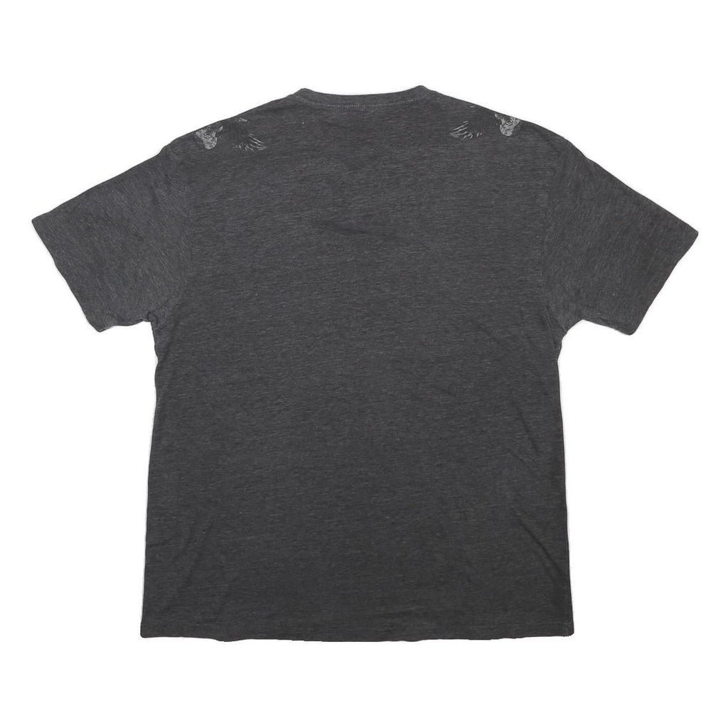HARD ROCK CAFE Mens Black Grey Lisbon Graphic T-Shirt XL V-Neck Cotton Blend
