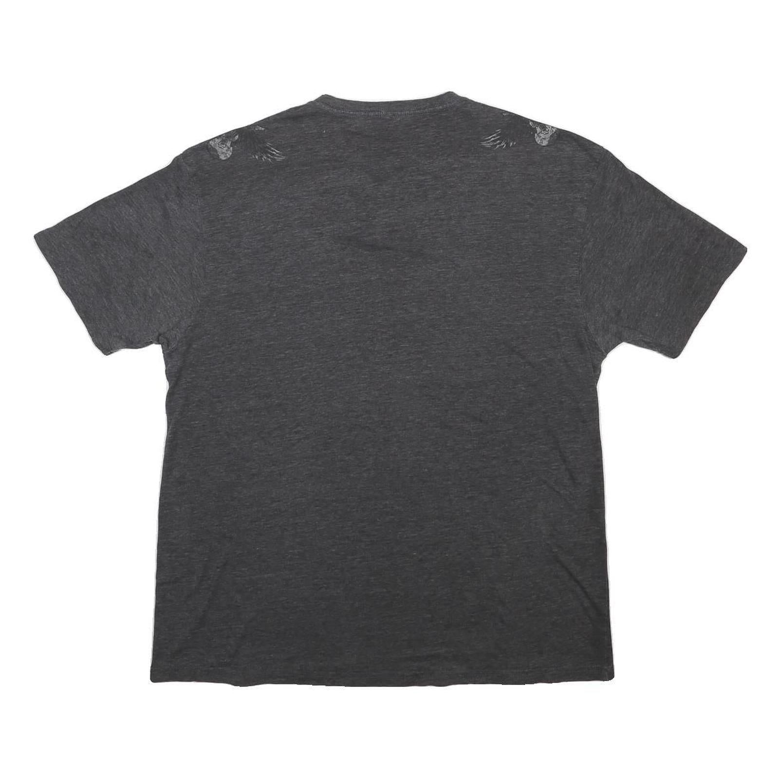 HARD ROCK CAFE Mens Black Grey Lisbon Graphic T-Shirt XL V-Neck Cotton Blend