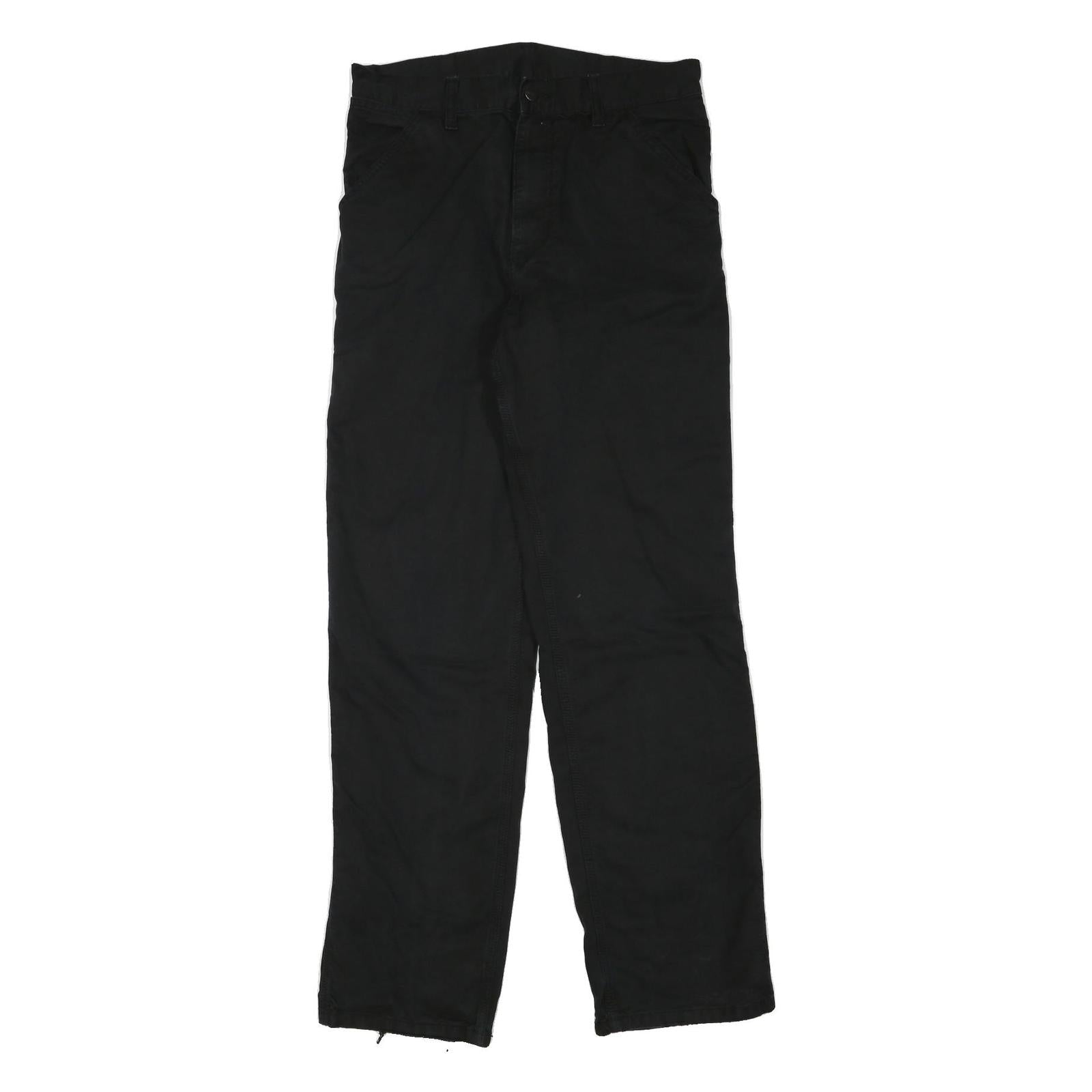 CARHARTT Mens Black Cotton Blend Regular Straight Trousers W32 L32 Workwear