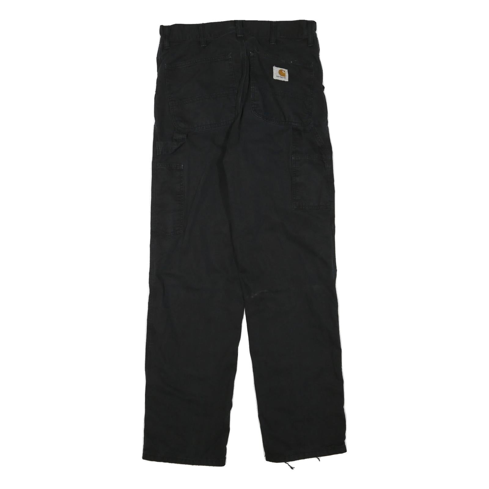 CARHARTT Mens Black Cotton Blend Regular Straight Trousers W32 L32 Workwear