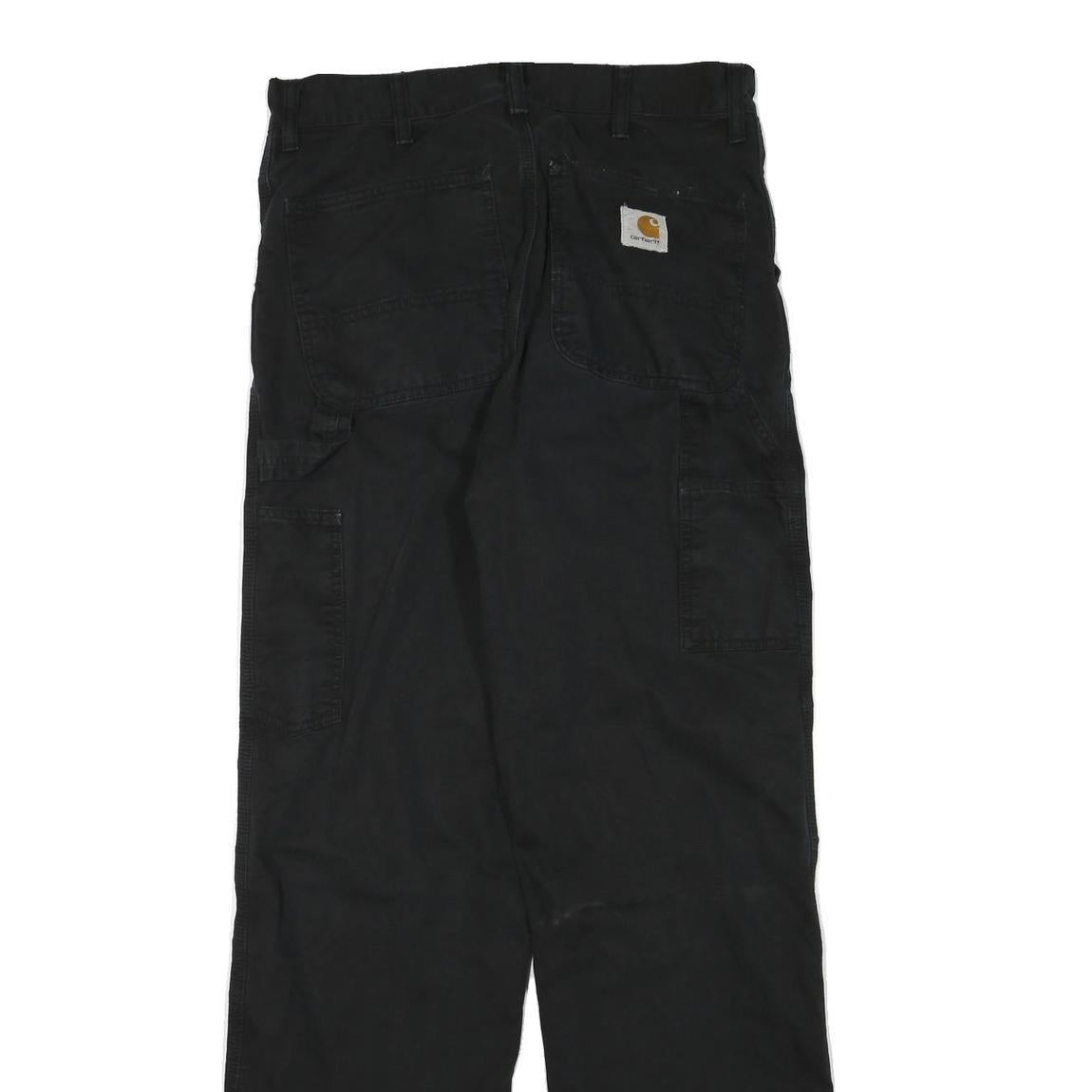 CARHARTT Mens Black Cotton Blend Regular Straight Trousers W32 L32 Workwear