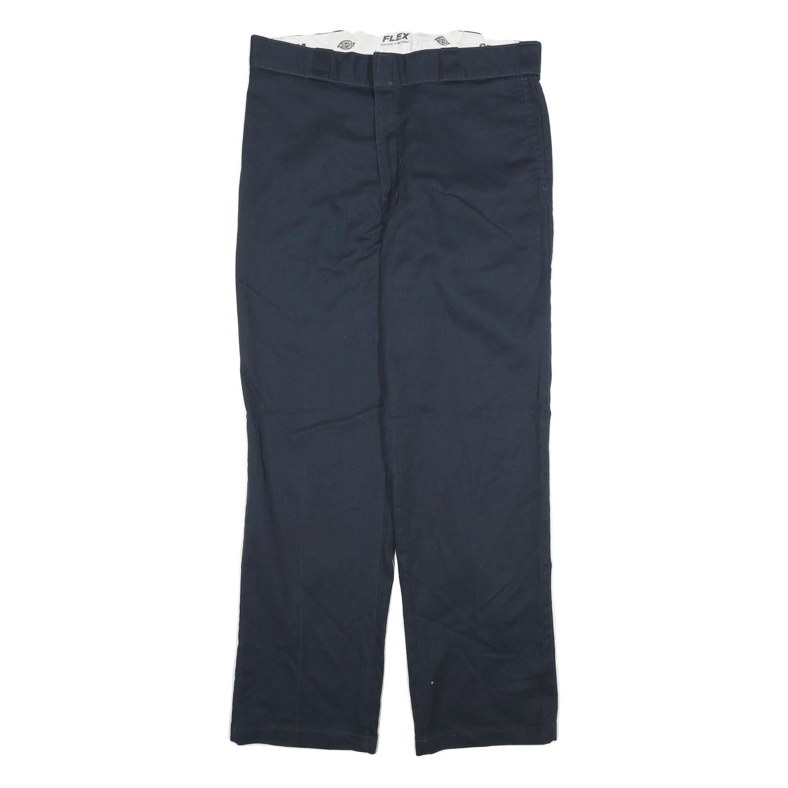 DICKIES Mens Regular Blue Cotton Blend Straight Fit Trousers W34 L31 Workwear