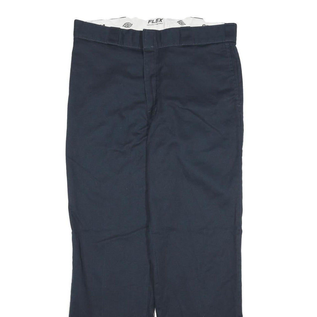 DICKIES Mens Regular Blue Cotton Blend Straight Fit Trousers W34 L31 Workwear