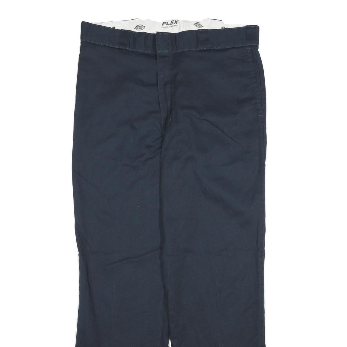 DICKIES Mens Regular Blue Cotton Blend Straight Fit Trousers W34 L31 Workwear