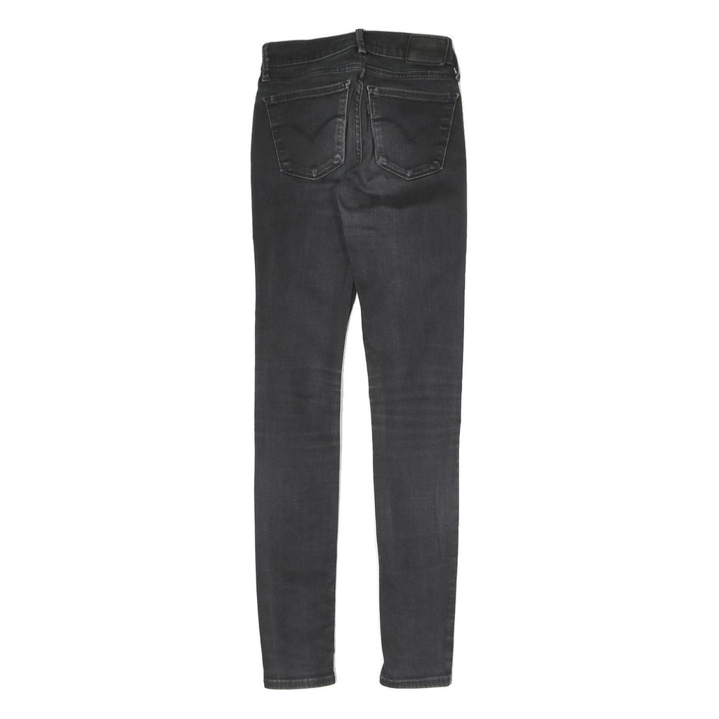 LEVI'S Womens Slim Fit Black Skinny Denim Jeans Cotton Blend W24 L29 Zip