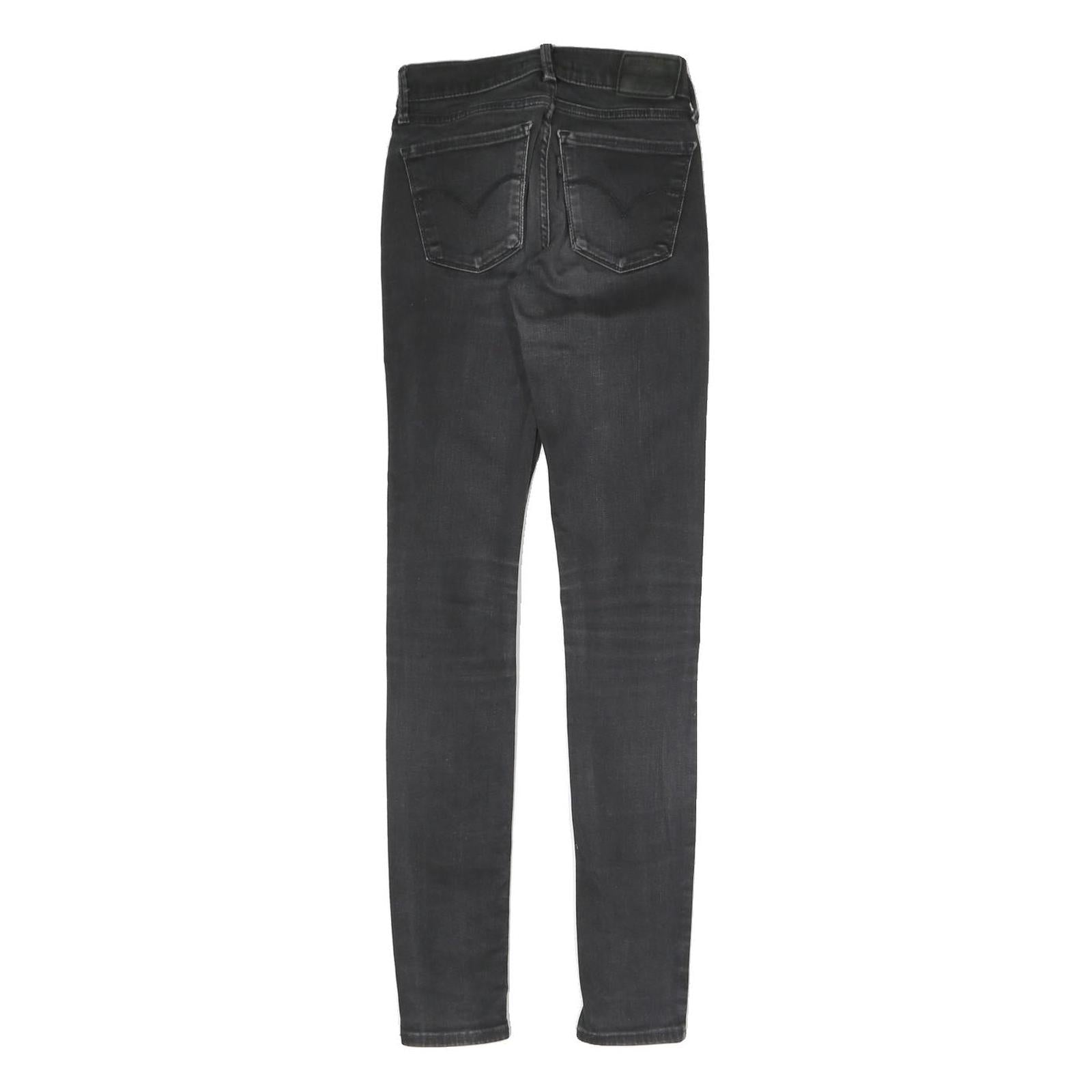 LEVI'S Womens Slim Fit Black Skinny Denim Jeans Cotton Blend W24 L29 Zip