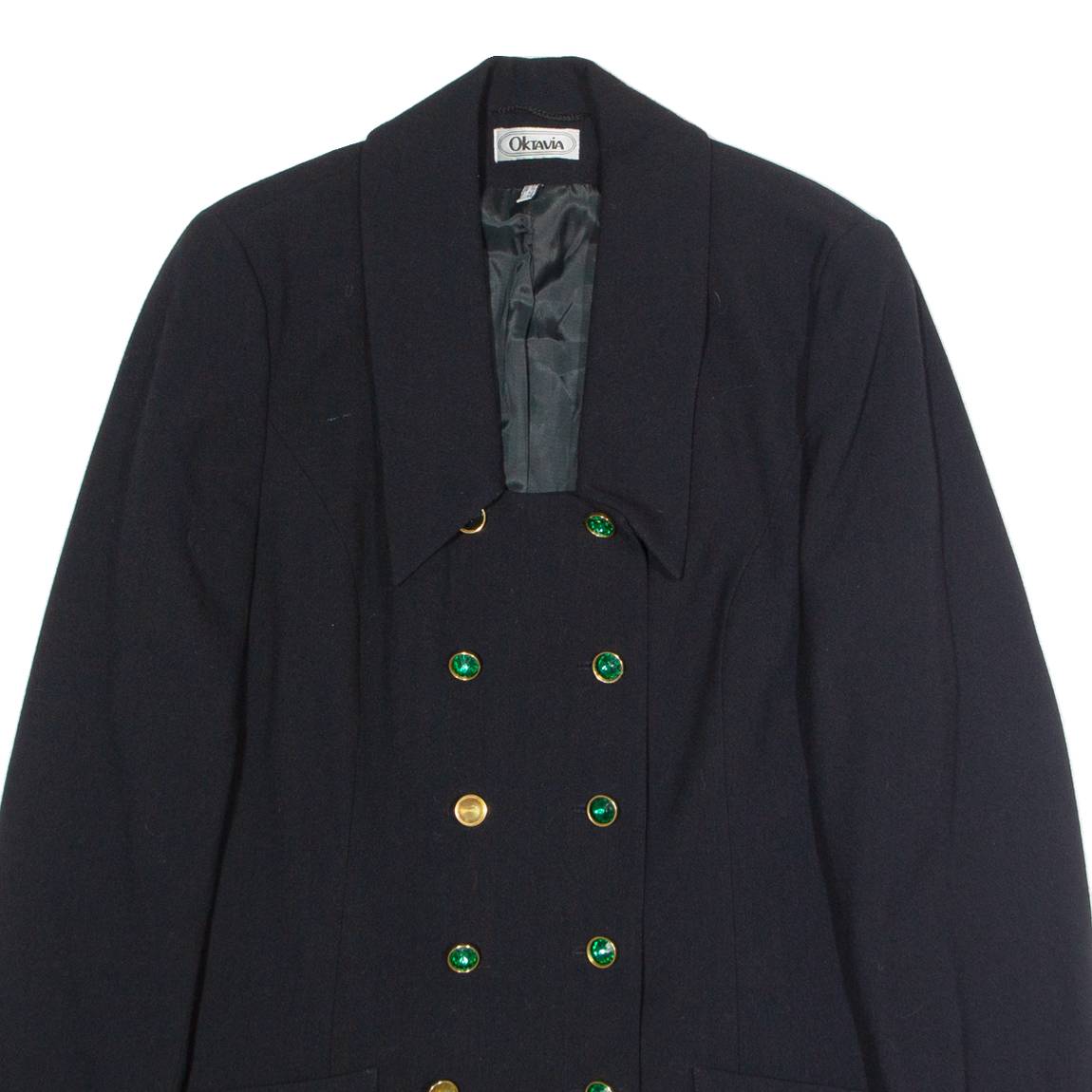 OKTAVIA Womens Blazer Jacket Black Wool 90s UK 14