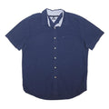 TOMMY HILFIGER Mens Blue Short Sleeve Shirt XL Cotton Blend Classic Fit