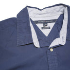 TOMMY HILFIGER Mens Blue Short Sleeve Shirt XL Cotton Blend Classic Fit