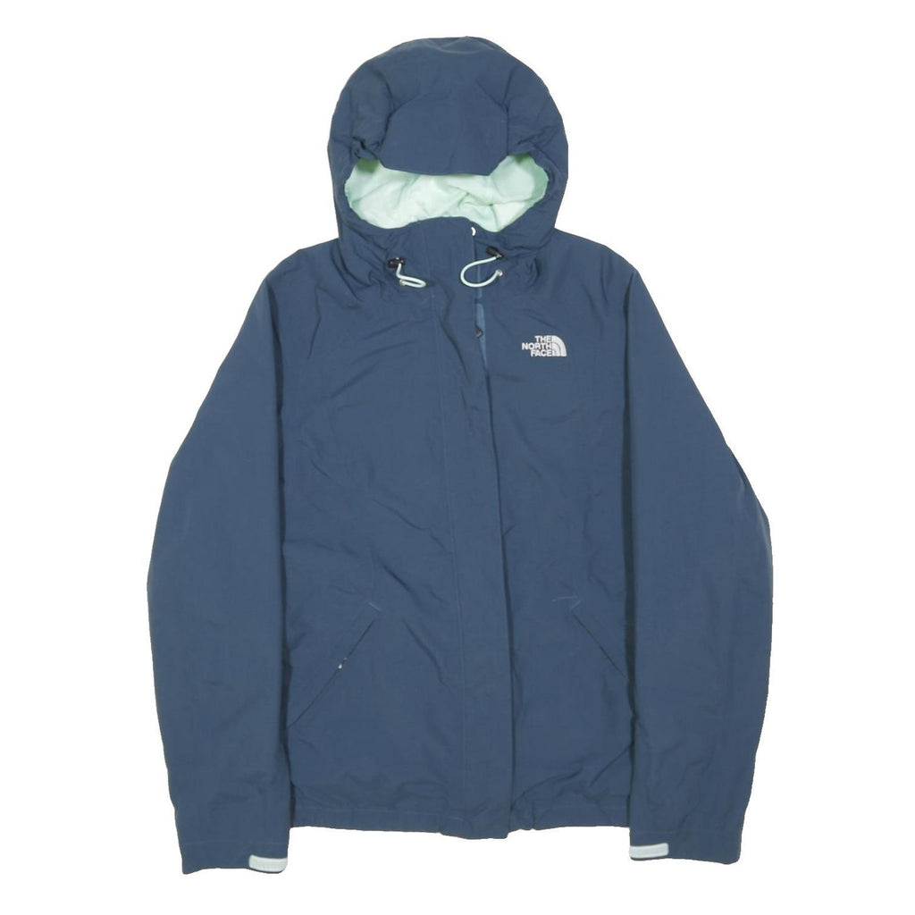 THE NORTH FACE Womens Blue Outdoor Jacket S Polyester Zip Hooded Plain