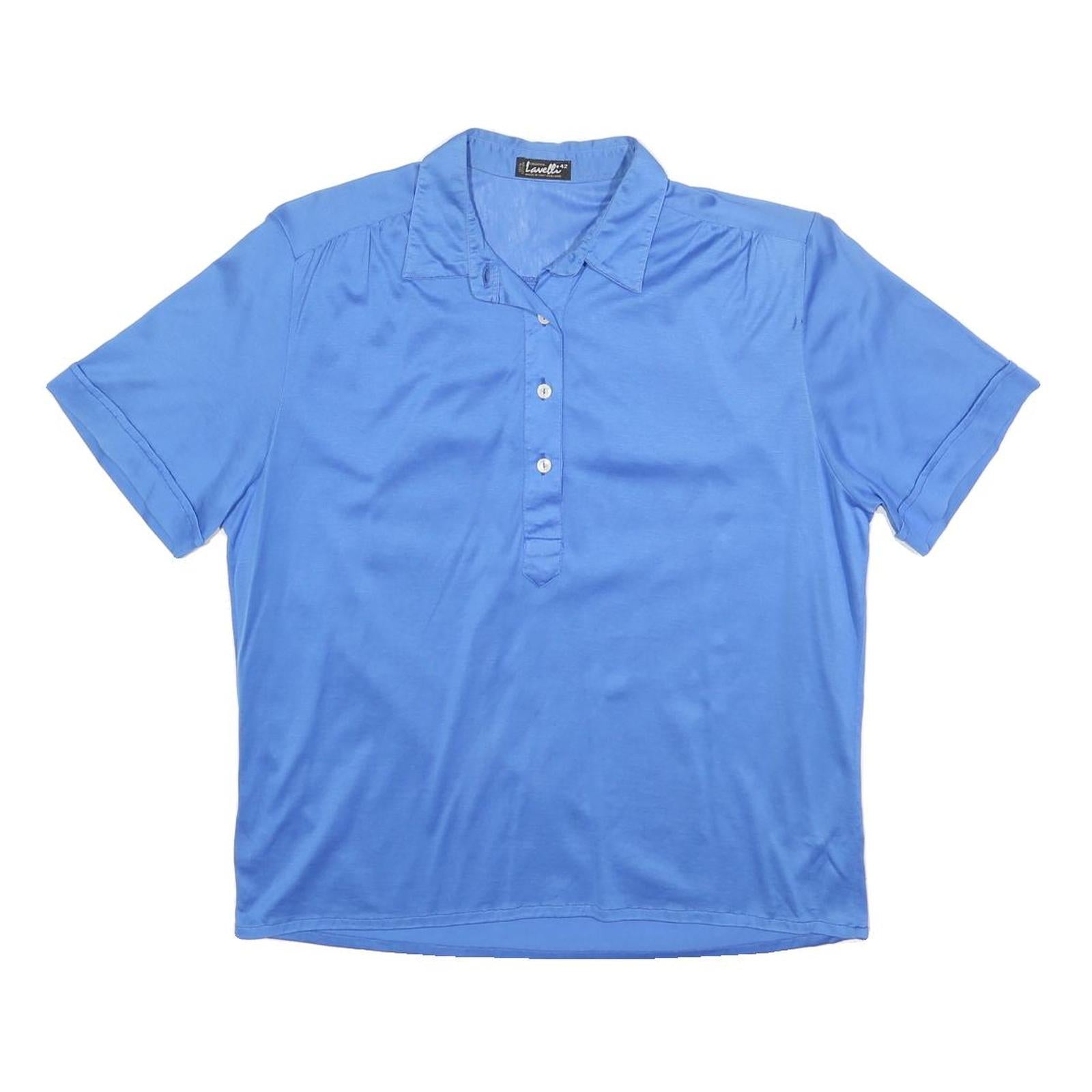 LAVELLI Womens Blue Short Sleeve Plain Polo Shirt M Cotton Casual Basic