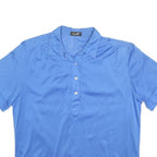 LAVELLI Womens Blue Short Sleeve Plain Polo Shirt M Cotton Casual Basic