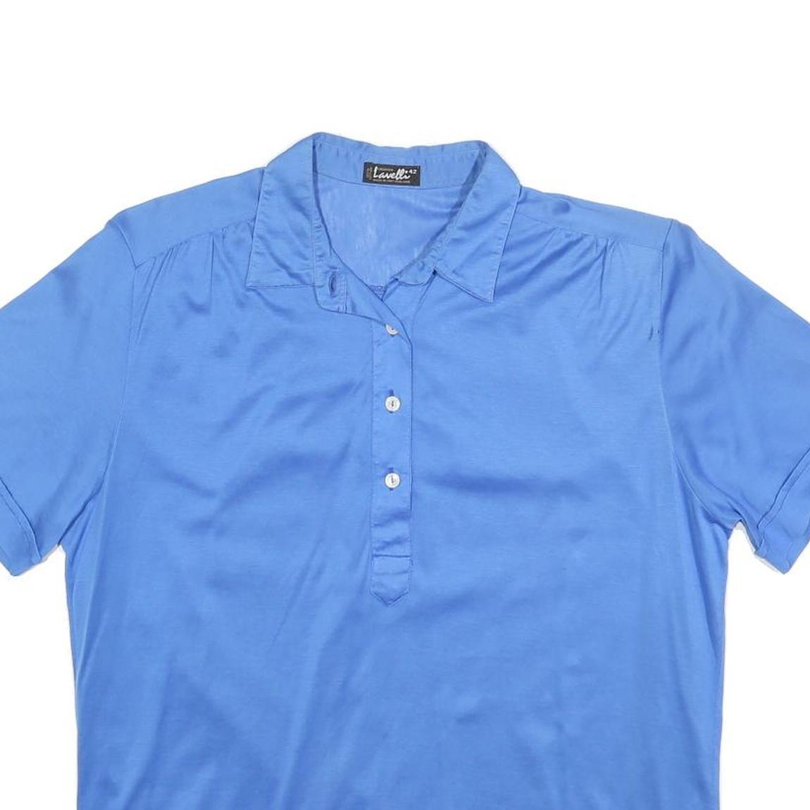 LAVELLI Womens Blue Short Sleeve Plain Polo Shirt M Cotton Casual Basic