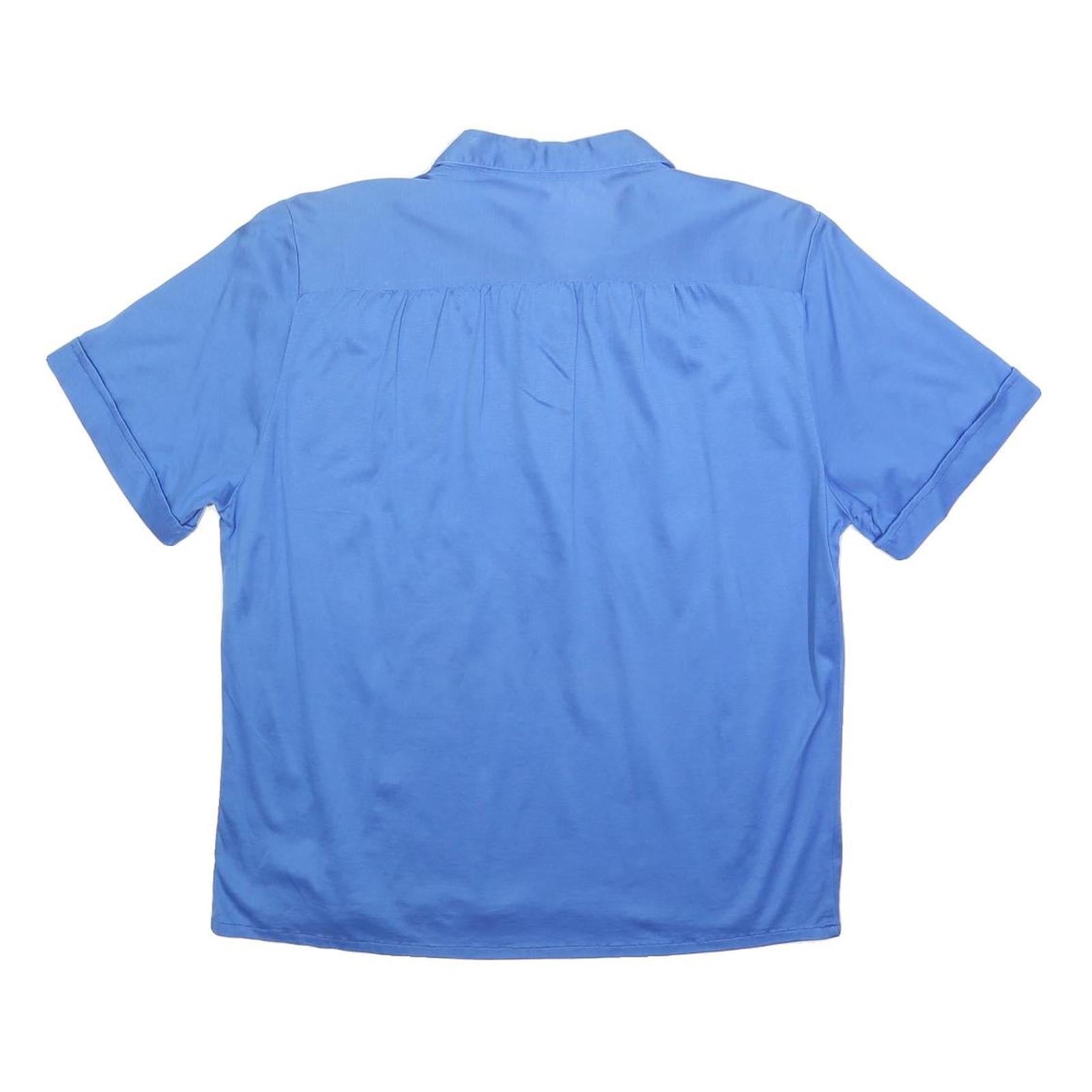 LAVELLI Womens Blue Short Sleeve Plain Polo Shirt M Cotton Casual Basic