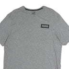 PUMA Mens Grey Black Logo Graphic T-Shirt L Short Sleeve Crew Neck Cotton