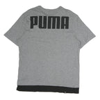 PUMA Mens Grey Black Logo Graphic T-Shirt L Short Sleeve Crew Neck Cotton