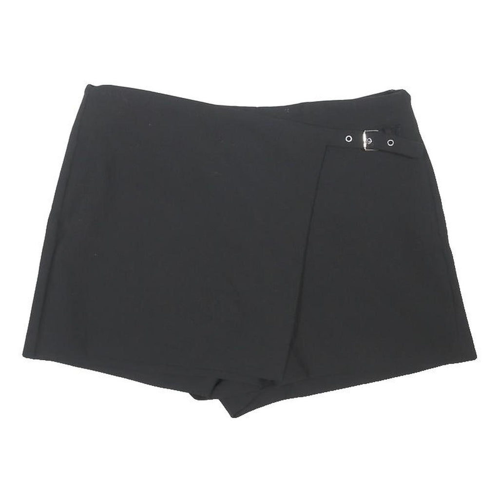 ZARA Womens Black Casual Skort L W32 Polyester Blend Buckle Detail