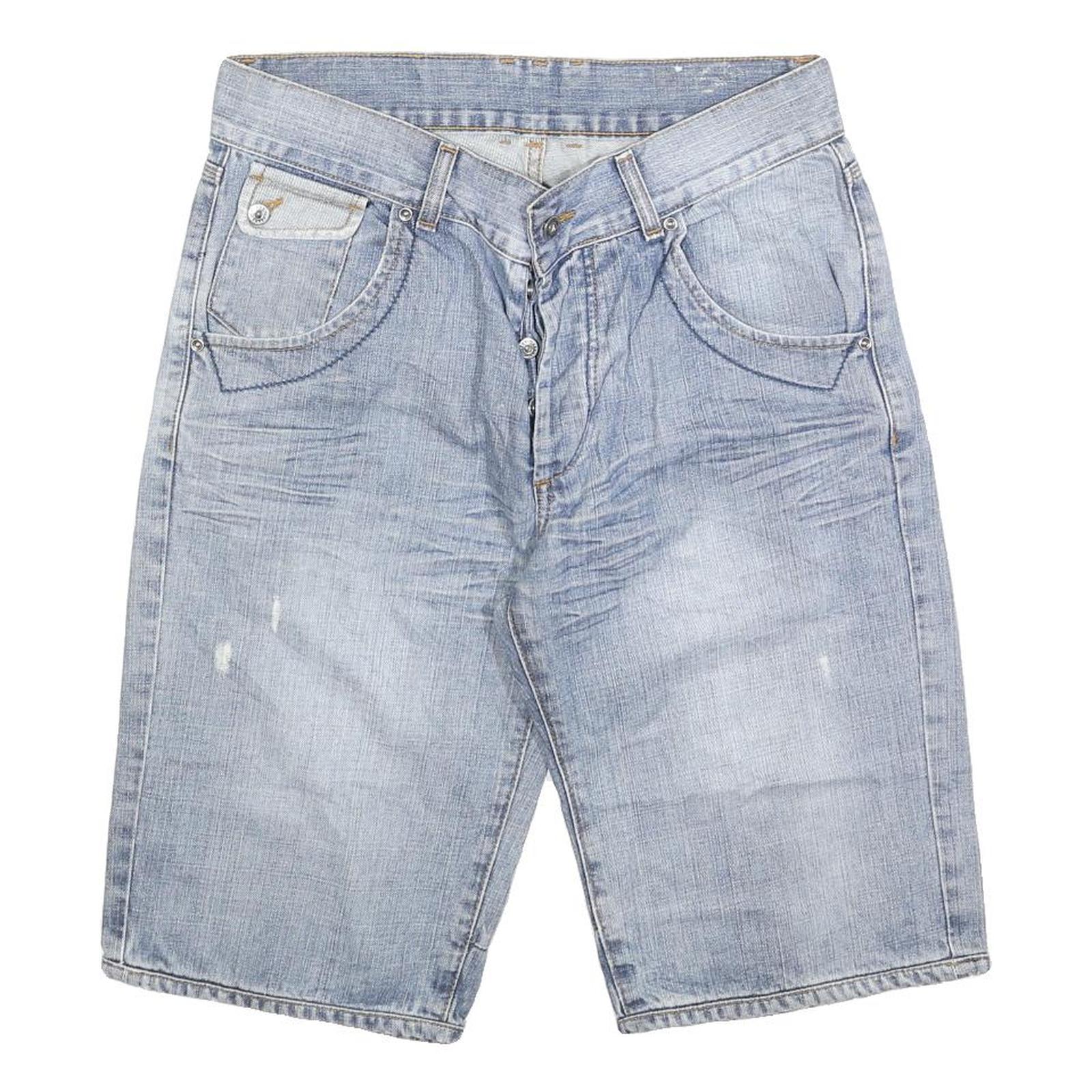 BLEND Mens Denim Blue Cotton Blend Casual Shorts M W32 Stylish Summer Wear