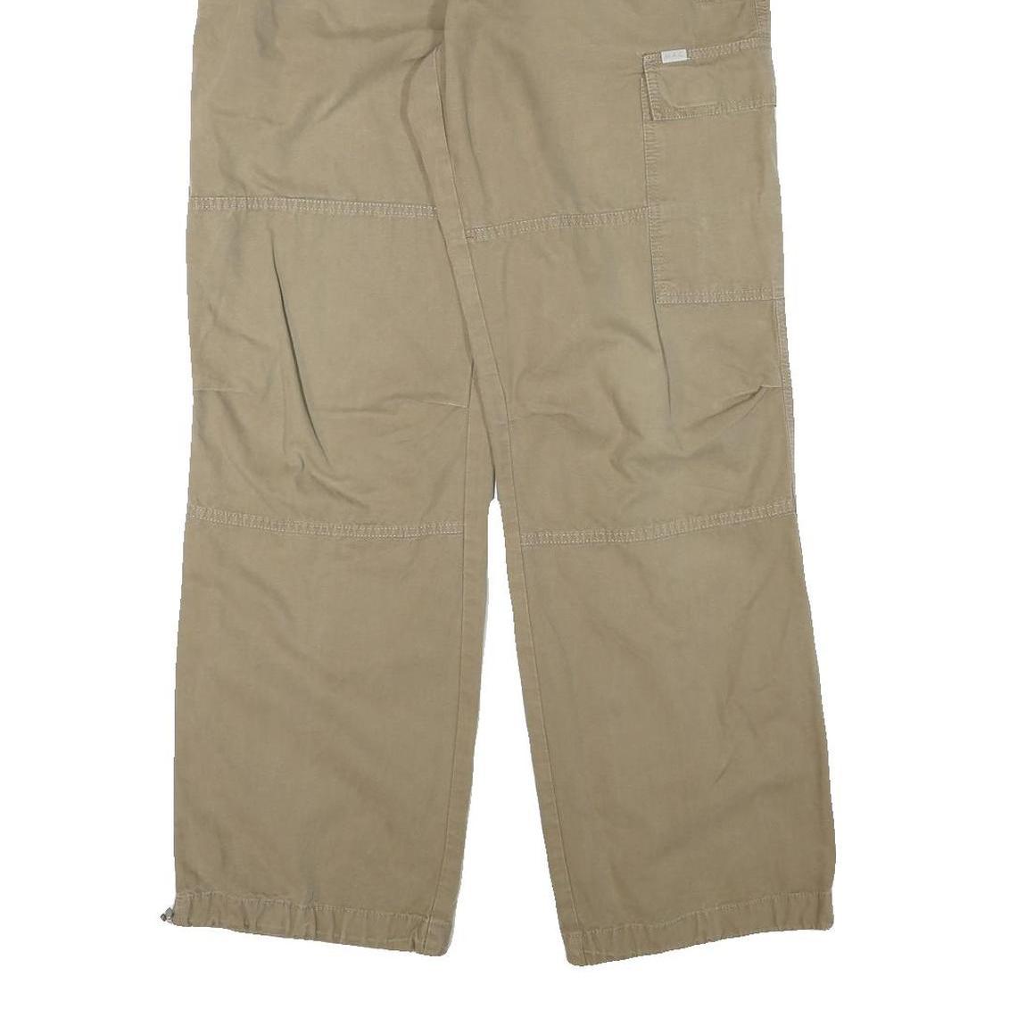 MAC Mens Cotton Blend Beige Relaxed Straight Trousers W33 L31 Casual Utility Zip