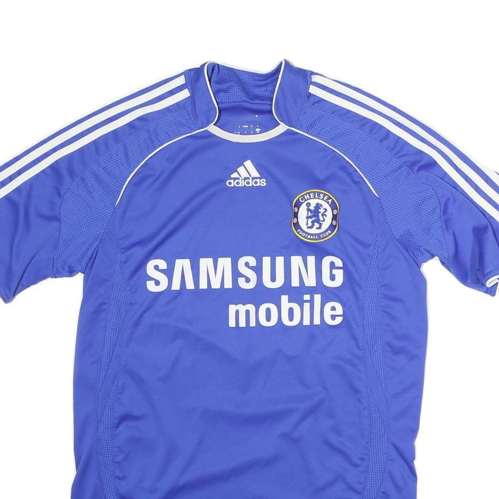 ADIDAS Mens Blue Chelsea Football Club S Short Sleeve Round Neck Football Shirt