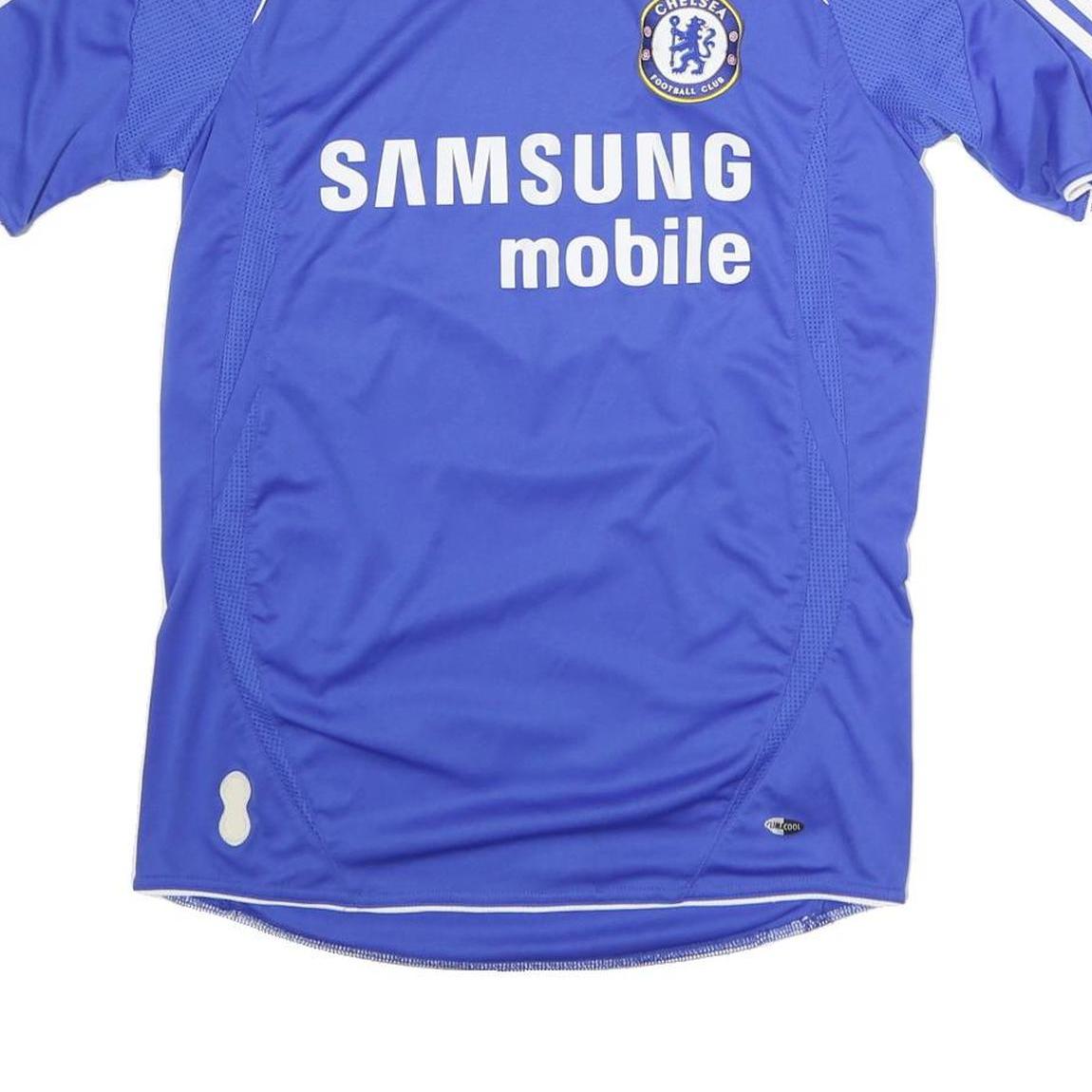 ADIDAS Mens Blue Chelsea Football Club S Short Sleeve Round Neck Football Shirt