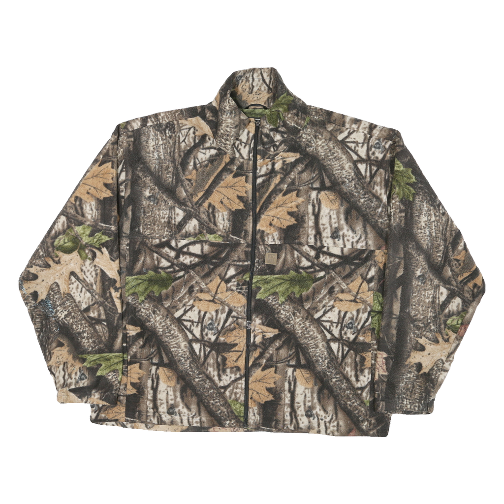 BIG BILL Mens Brown Green Polyester Blend Zip Jacket 2XL Camouflage Outdoor Warm