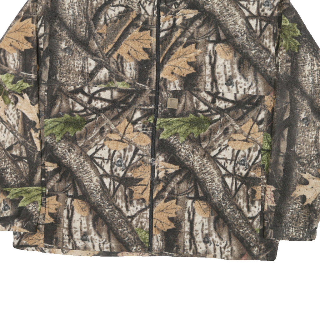 BIG BILL Mens Brown Green Polyester Blend Zip Jacket 2XL Camouflage Outdoor Warm