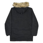 CARHARTT Mens Black Cotton Quilted Zip Jacket S Hooded Workwear Winter