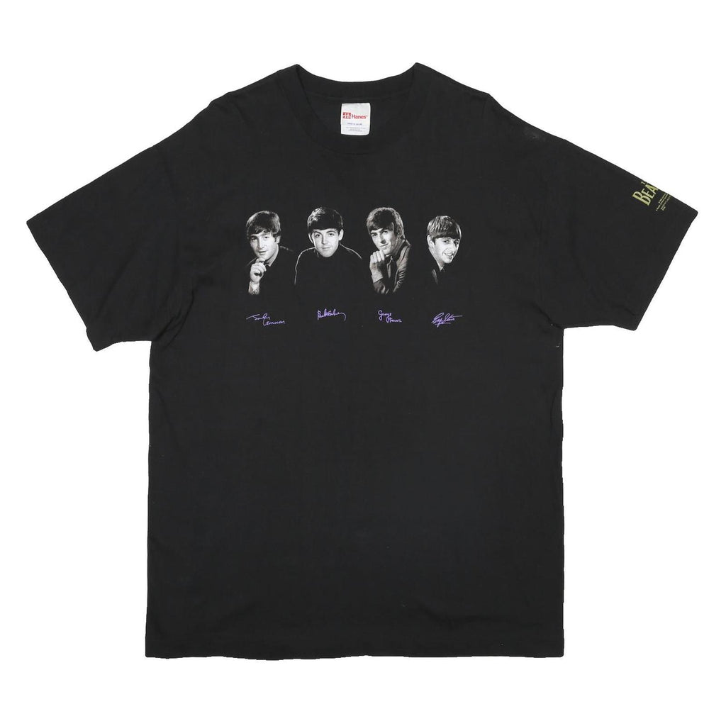 HANES Mens Black Beatles Graphic T-Shirt XL Short Sleeve Crew Neck Cotton