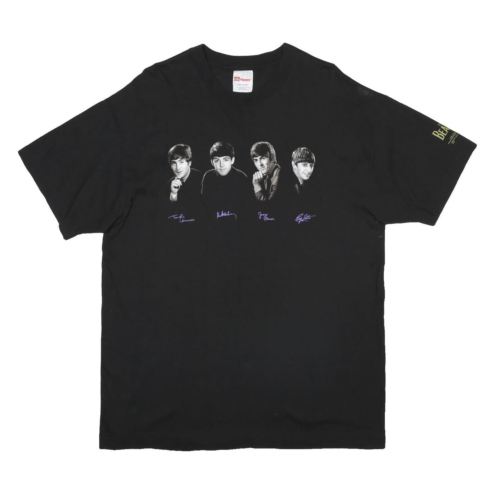 HANES Mens Black Beatles Graphic T-Shirt XL Short Sleeve Crew Neck Cotton