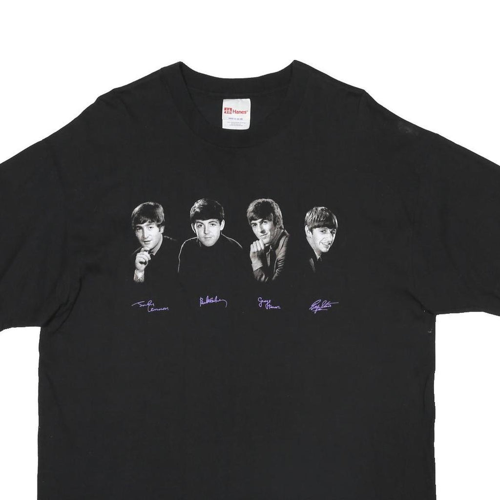 HANES Mens Black Beatles Graphic T-Shirt XL Short Sleeve Crew Neck Cotton