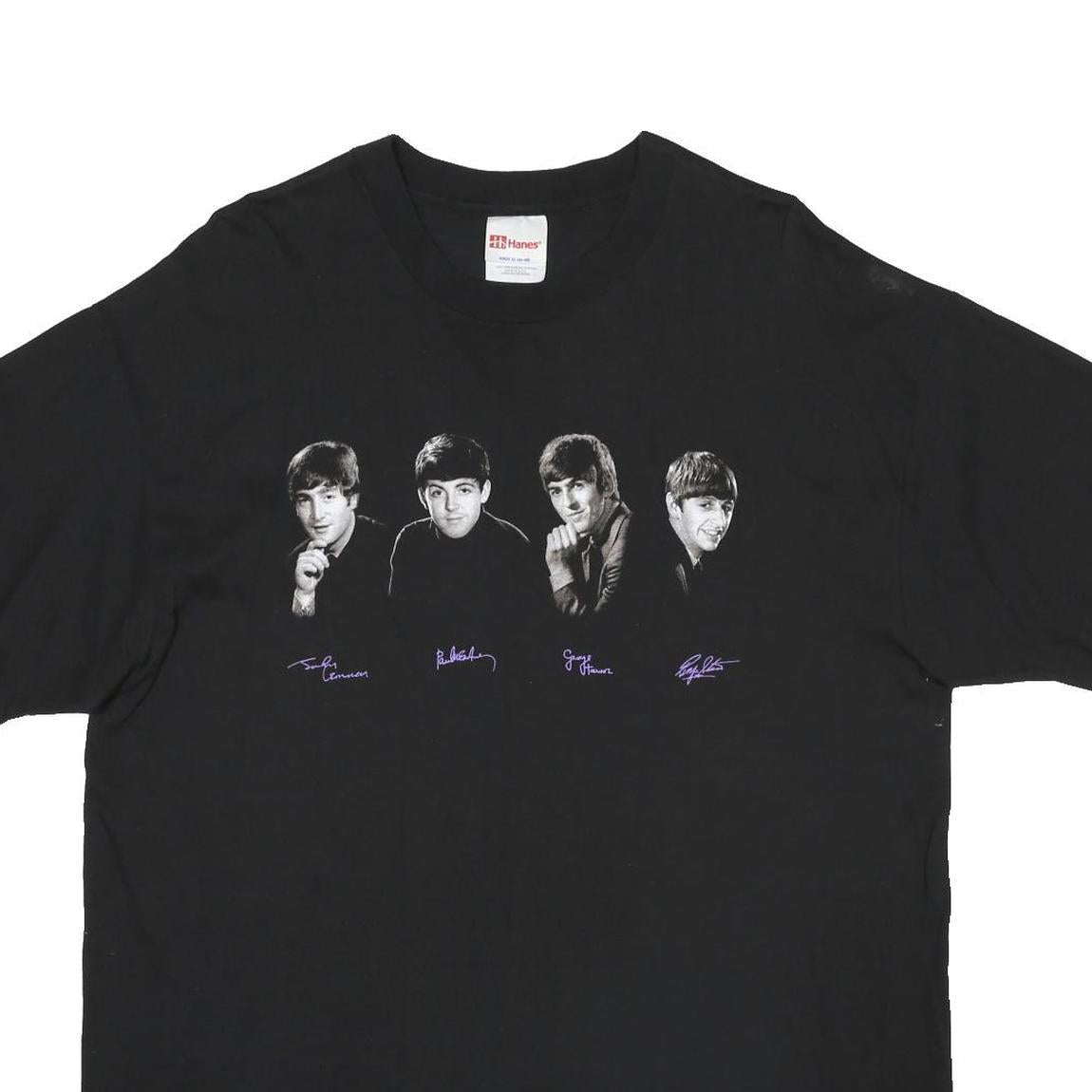 HANES Mens Black Beatles Graphic T-Shirt XL Short Sleeve Crew Neck Cotton