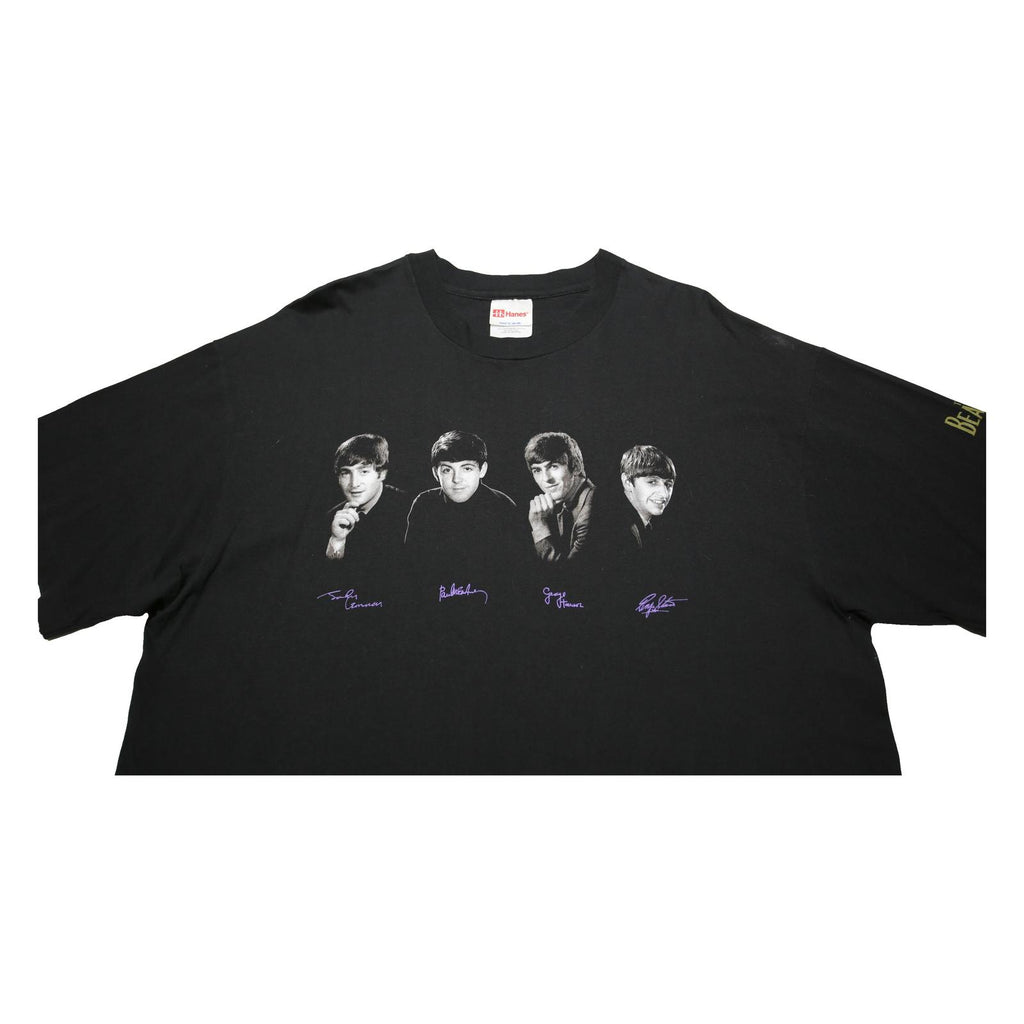 HANES Mens Black Beatles Graphic T-Shirt XL Short Sleeve Crew Neck Cotton