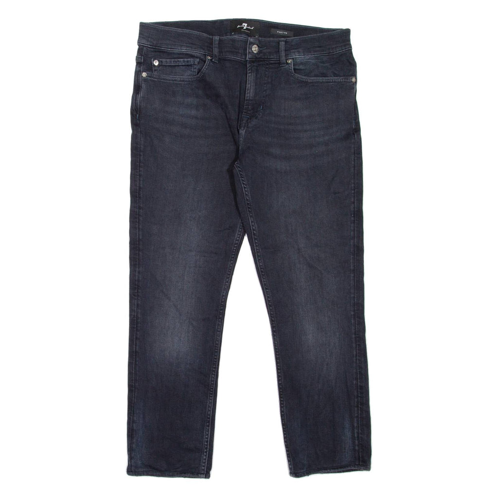 7 FOR ALL MANKIND Paxtyn Mens Jeans Black Regular Tapered Stone Wash W32 L26