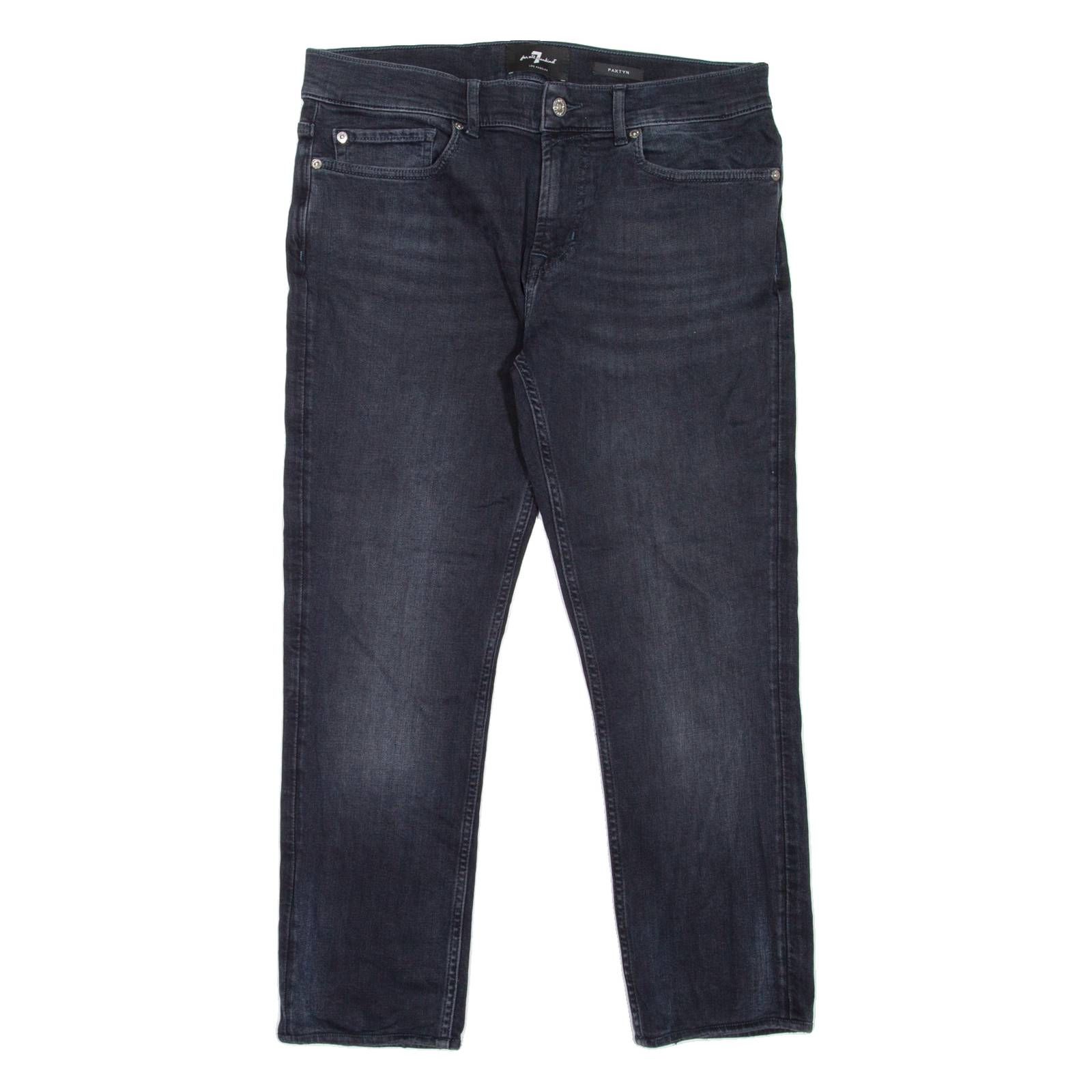 7 FOR ALL MANKIND Paxtyn Mens Jeans Black Regular Tapered Stone Wash W32 L26